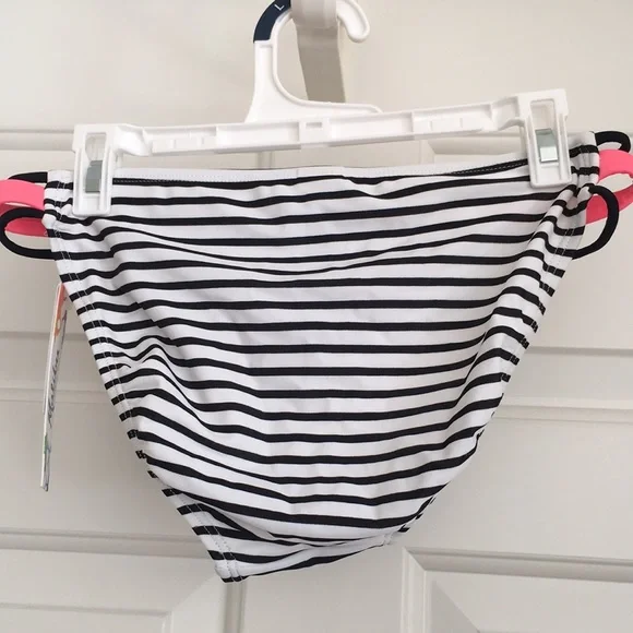 New Malibu Swim Bikini Bottom Size Small White Black Stripes Swimwear NWT - Picture 3 of 8